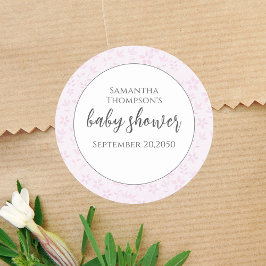 Trendiget Baby Shower Girl skript Watercolor Cute Runt Klistermärke