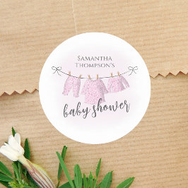 Trendiget Baby Shower Girl skript Watercolor Cute Runt Klistermärke