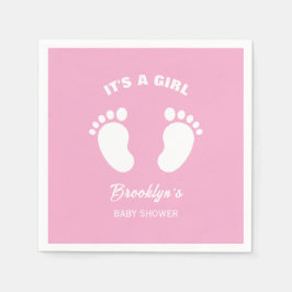 Trendiget Baby Shower Rosa White Feet, en flicka R Pappersservett
