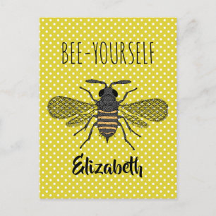 Trendiget BEE DIN EGEN Gult-Polkadot-DECOR-namn Vykort