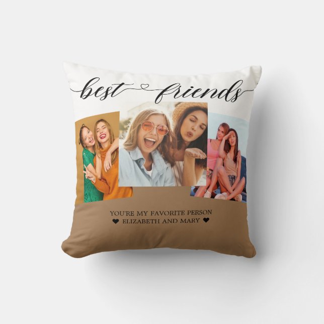 Trendiget Bestie Gift BFF Photo Collage Best Frien Kudde (Framsida)