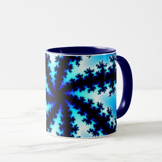 Trendiget Blå och vit rektangel Mugg (Framsida höger)