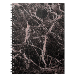 Trendiget Black & Ro Guld Rosa Glitter Marble Glam Anteckningsbok
