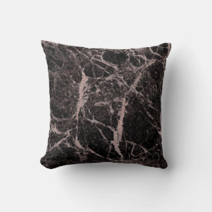 Trendiget Black & Ro Guld Rosa Glitter Marble Glam Kudde