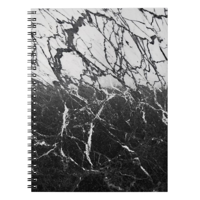 Trendiget Black & White Marble Modern Glam Anteckningsbok (Framsidan)