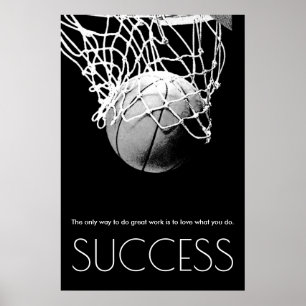 Trendiget Black White Succational Basketball Poster