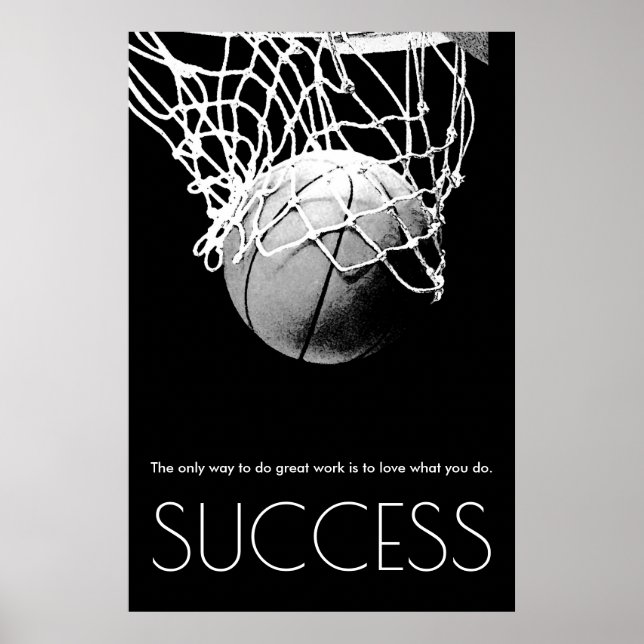 Trendiget Black White Succational Basketball Poster (Framsidan)