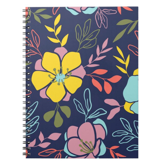 Trendiget blommar sömlöst mönster. Liten vintage Anteckningsbok (Framsidan)