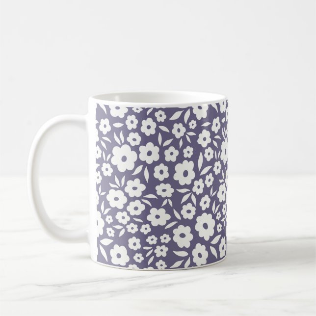 Trendiget blommar sömlöst mönster. Liten vintage Kaffemugg (Vänster)