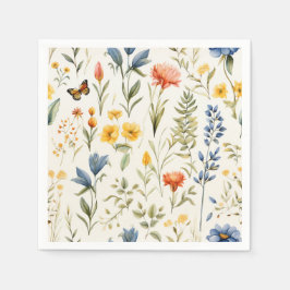 Trendiget Blommigt Bröllop Pappersservett