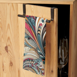 Trendiget blommigt för vattenfärg i portugisiska k kökshandduk