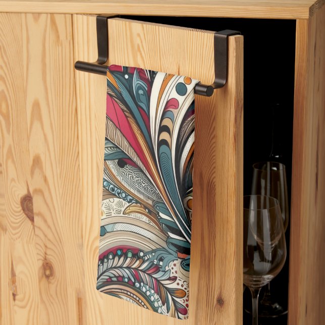 Trendiget blommigt för vattenfärg i portugisiska k kökshandduk (Thirds Fold)