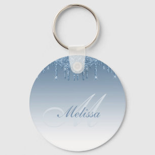 trendiget blue glitter drop nyckelring