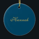 Trendiget Blue Guld Professionell minimalist Namn Julgransprydnad Keramik<br><div class="desc">Representera dig med den här moderna eleganten. Den här mallen kan anpassas för att uppfylla alla professioneller.</div>