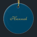 Trendiget Blue Guld Professionell minimalist Namn Julgransprydnad Keramik<br><div class="desc">Representera dig med den här moderna eleganten. Den här mallen kan anpassas för att uppfylla alla professioneller.</div>