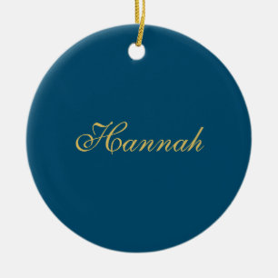 Trendiget Blue Guld Professionell minimalist Namn Julgransprydnad Keramik