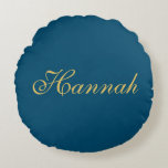 Trendiget Blue Guld Professionell minimalist Namn Rund Kudde<br><div class="desc">Representera dig med den här moderna eleganten. Den här mallen kan anpassas för att uppfylla alla professioneller.</div>