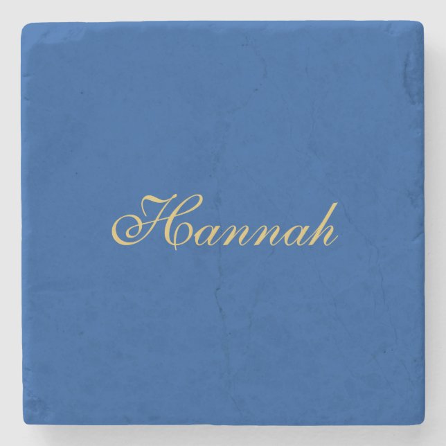 Trendiget Blue Guld Professionell minimalist Namn Stenunderlägg (Framsidan)