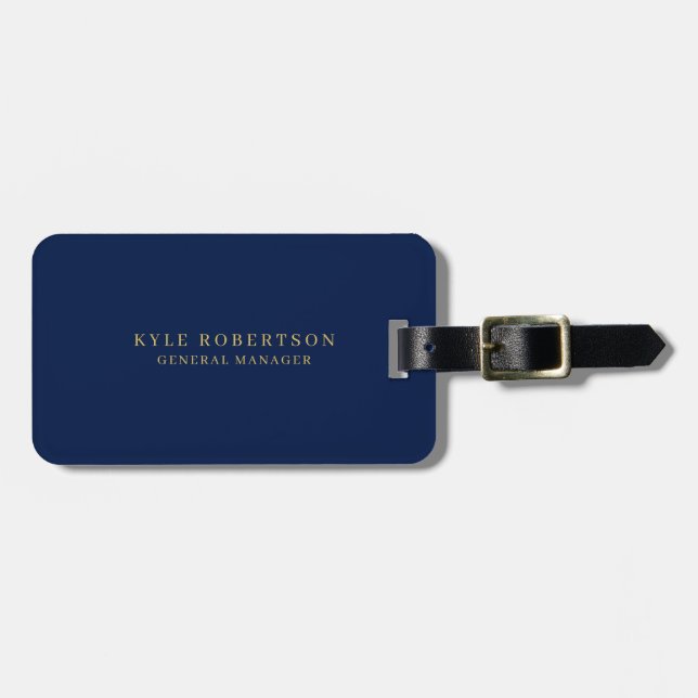 Trendiget Blue Guld Professionell Own Namn Bagagebricka (Horisontell Framsida)