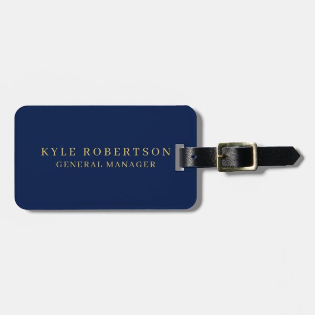 Trendiget Blue Guld Professionell Own Namn Bagagebricka (Horisontell Framsida)