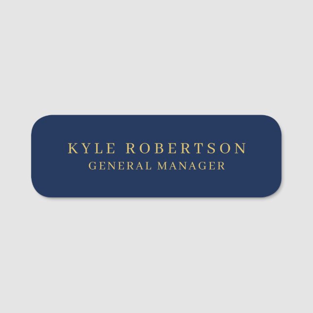 Trendiget Blue Guld Professionell Own Namn Namnbricka (Framsida)