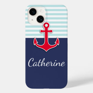 Trendiget Blue Nautical Red Anchor Design Fodral-M