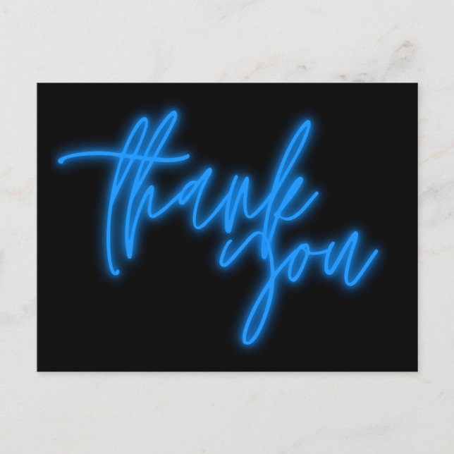 Trendiget Blue Neon Tack Sign Vykort (Framsida)