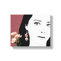 Trendiget Boho girl rosa blommor mode illustration