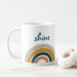 Trendiget Boho Rainbow Shine Bright Modern Text Do Kaffemugg