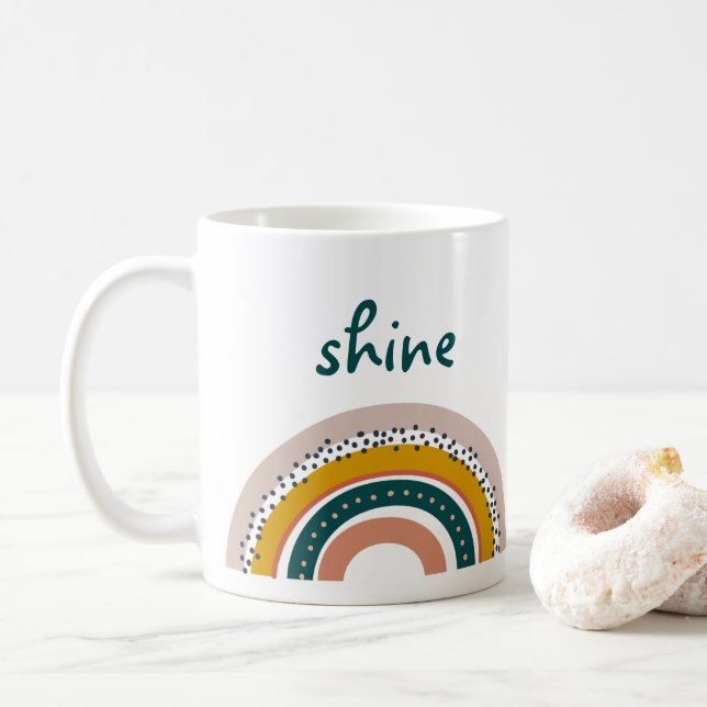 Trendiget Boho Rainbow Shine Bright Modern Text Do Kaffemugg (Med munk)