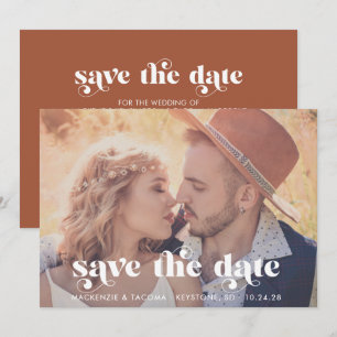 Trendiget Boho Typography Photo Save Date