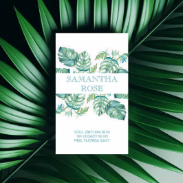 Trendiget Botaniska Monstera Handflatan Löv Kust Visitkort