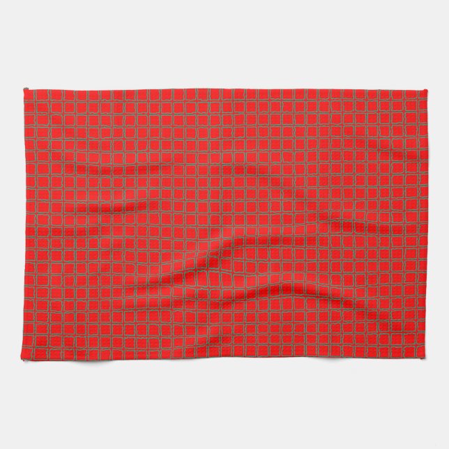 Trendiget Bright Red Mönster Kökshandduk (Horisontell)