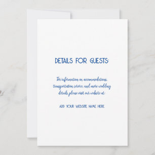 Trendiget Bröllop Information Guests Blue White Kort
