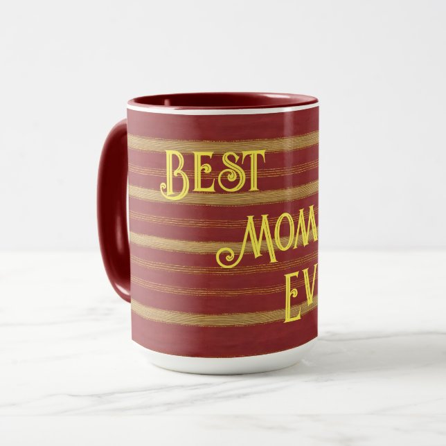 Trendiget Burgundy Guld Linen Collection Mugg (Framsida vänster)