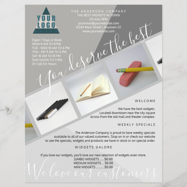 Trendiget Business Logotyp Modern Geometric 3 Phot Reklamblad (Framsidan)