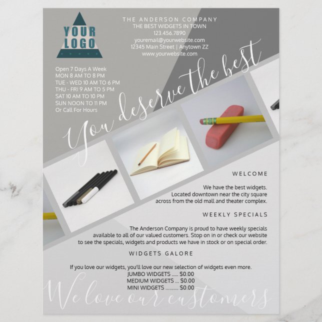 Trendiget Business Logotyp Modern Geometric 3 Phot Reklamblad (Framsidan)