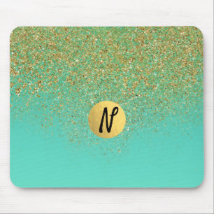 Trendiget Cascading Guld Glitter & Teal Aqua Glam Musmatta