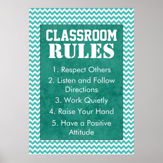 Trendiget Chevron Classroom Regler Poster (Framsidan)