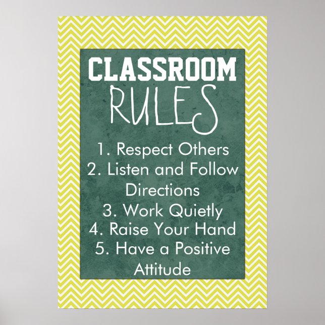 Trendiget Chevron Classroom Regler Poster (Framsidan)