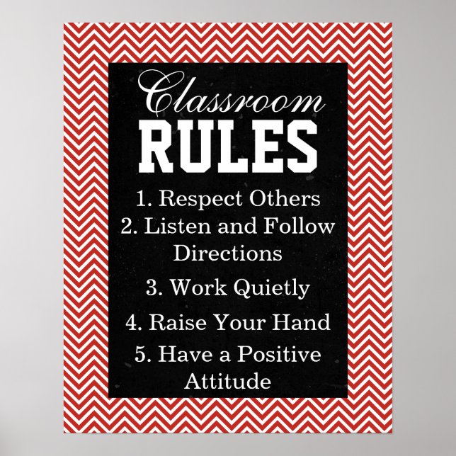 Trendiget Chevron Classroom Regler Poster (Framsidan)