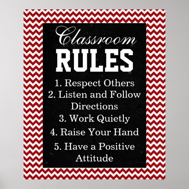 Trendiget Chevron Classroom Regler Poster (Framsidan)