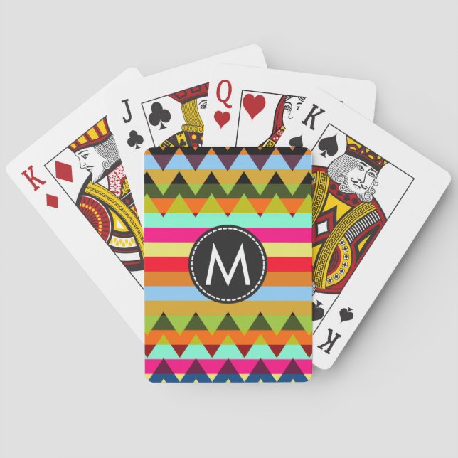 Trendiget Chevron Rand Mönster #16 Spel Kort (Baksidan)