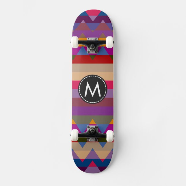 Trendiget Chevron Rand Mönster #17 Skateboard Bräda 20 Cm (Framsida)