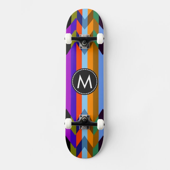 Trendiget Chevron Rand Mönster #18 Skateboard Bräda 19,5 Cm (Framsida)
