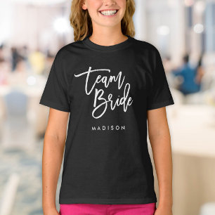 Trendiget chic Push White Script Team Bride T Shirt
