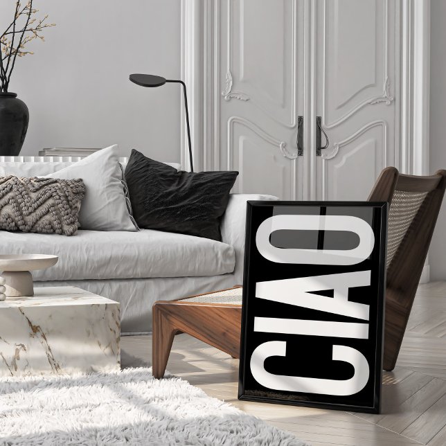 Trendiget Ciao Typography Black and White Art Post Poster (Skapare uppladdad)