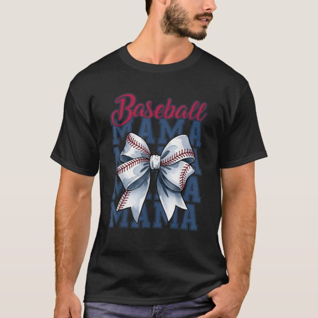 Trendiget Coquette Bow Baseball Mamma Mamma Game D T Shirt (Framsida)