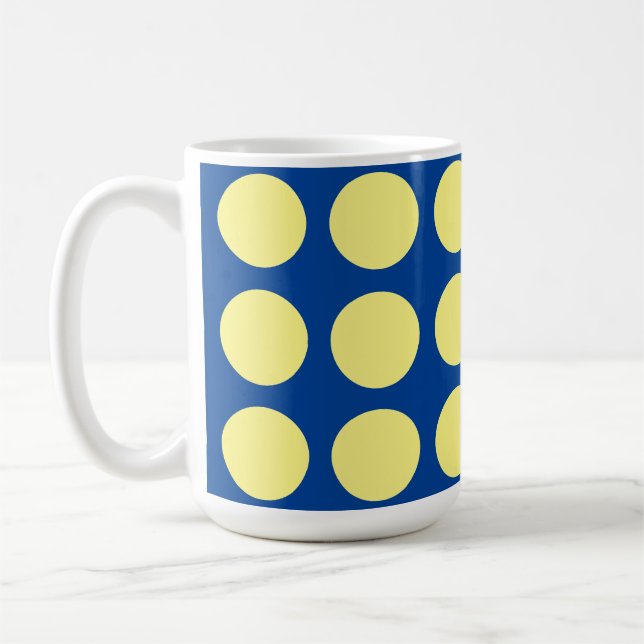 Trendiget Deep Blue Light Gult Polka dots Kaffemugg (Vänster)