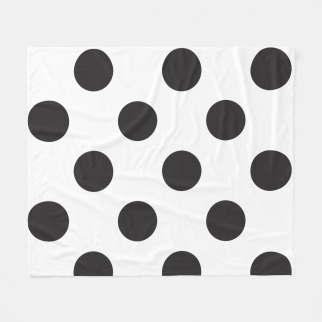 Trendiget Design för svartvit polka-punkt Fleecefilt (Framsidan (Horisontell))